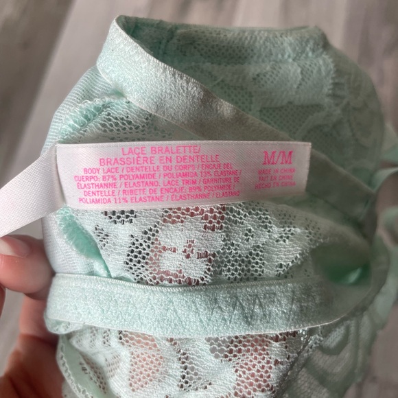 NWOT PINK Victoria’s Secret Floral Lace Bralette, Mint Green - Picture 6 of 8